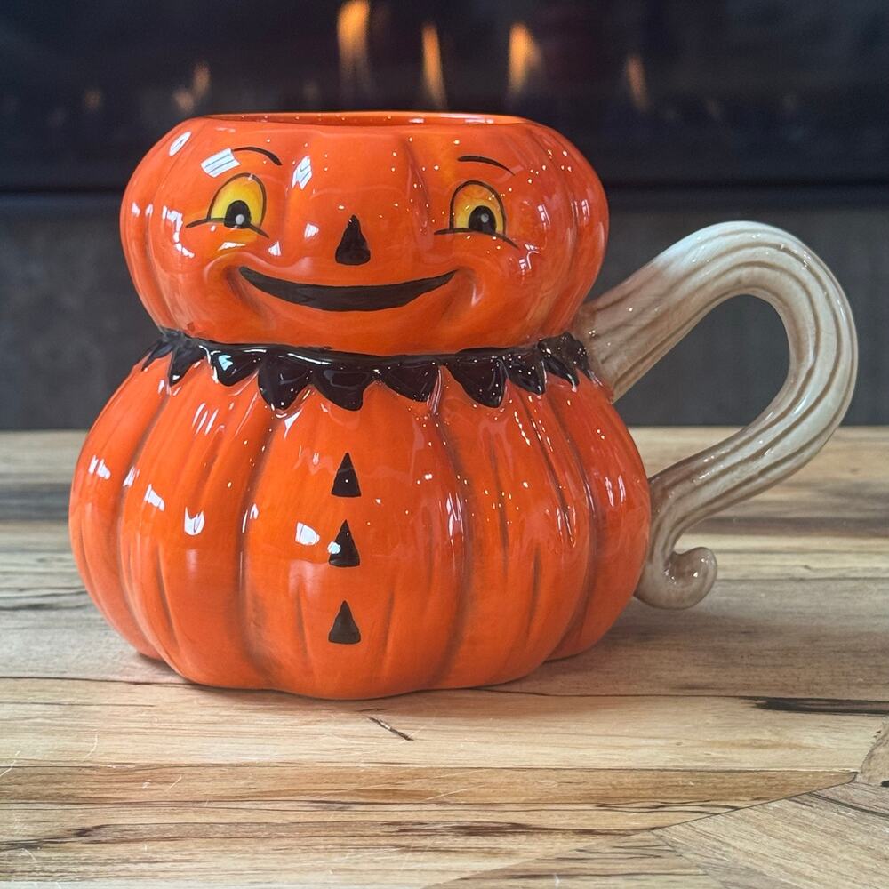 Johanna Parker Halloween Pumpkin Peep Jack O Lantern Mug Oversized New Fall
